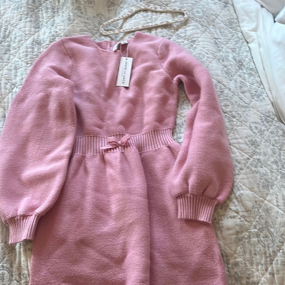 Girls Janie and hack sweater dress in pink